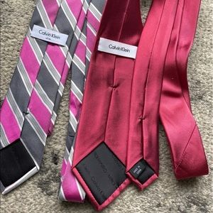 Two Men's Calvin Klein Pink Ties